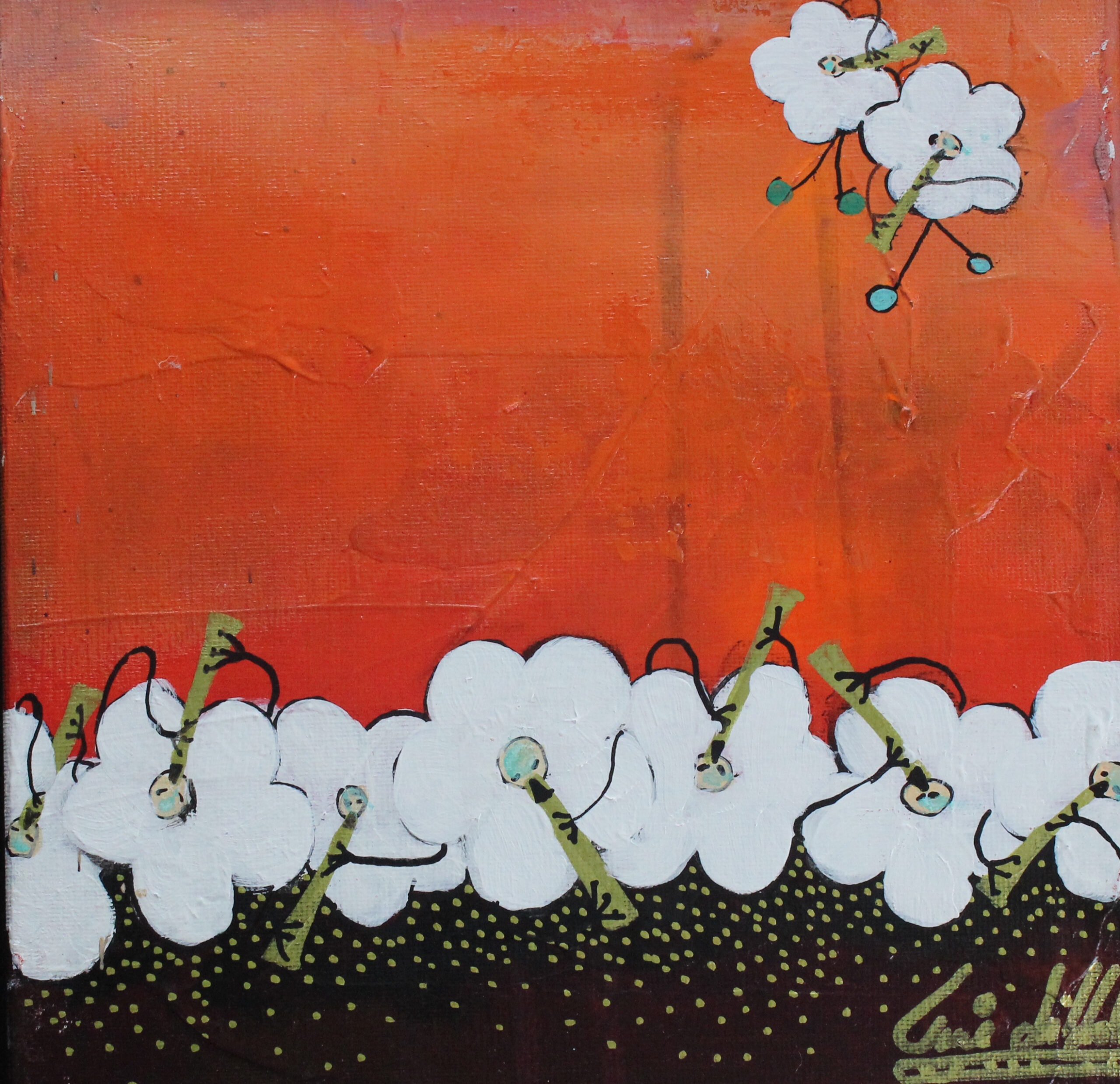 Orange Blomsterblæserbort 20 x 20 cm b