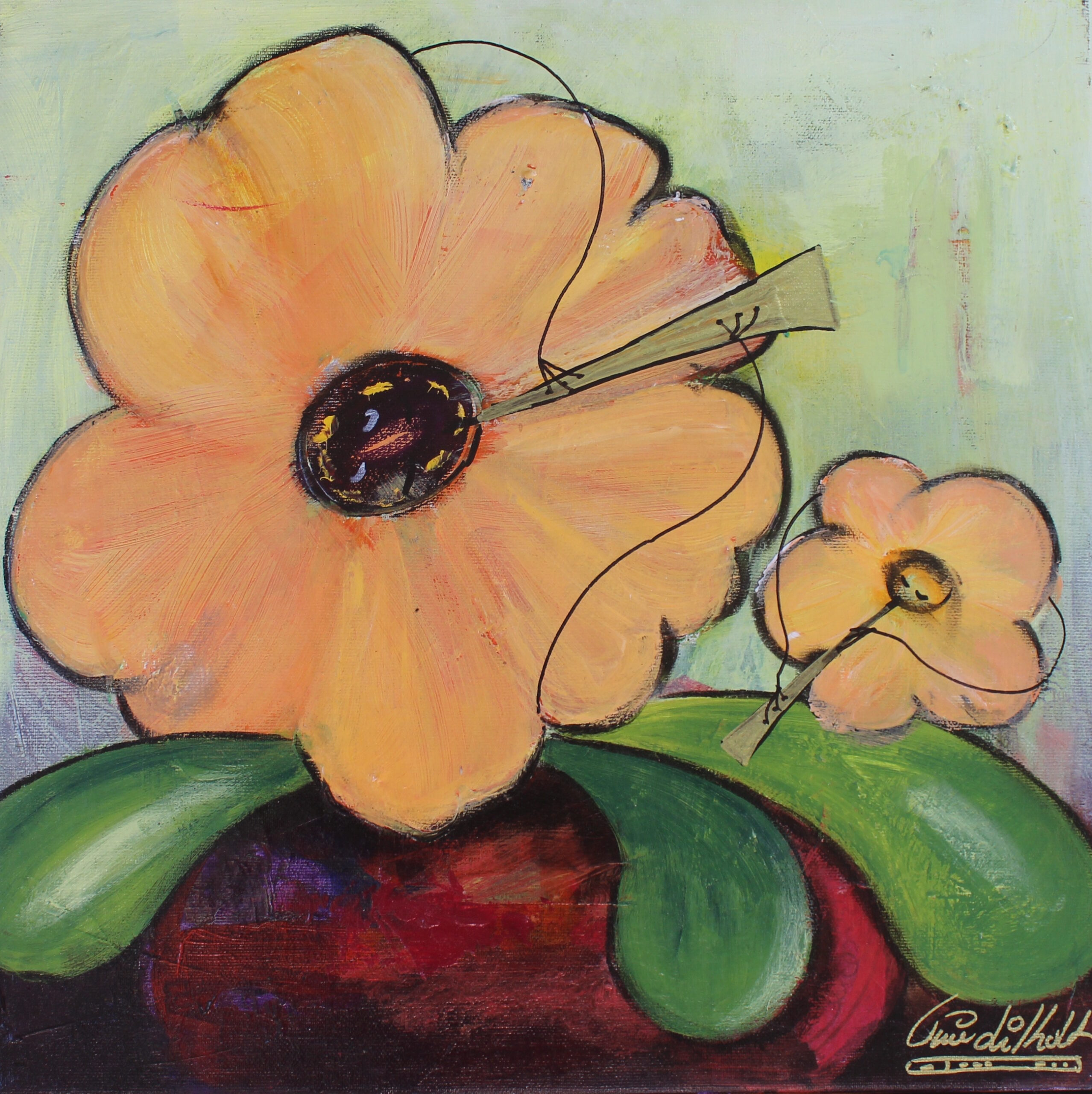 Pastelfarvet Blomsterblæser 40 x 40 cm