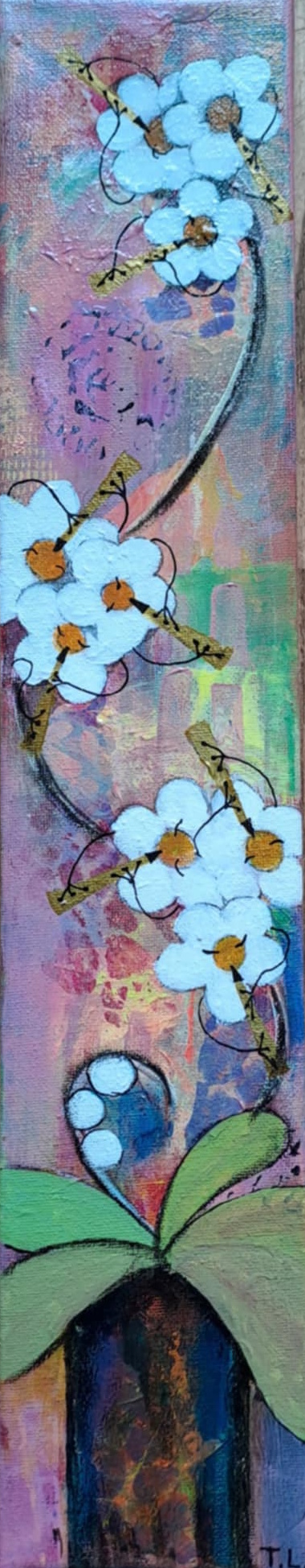 Lyserød Blomsterblæser aflang 10 x 50 cm